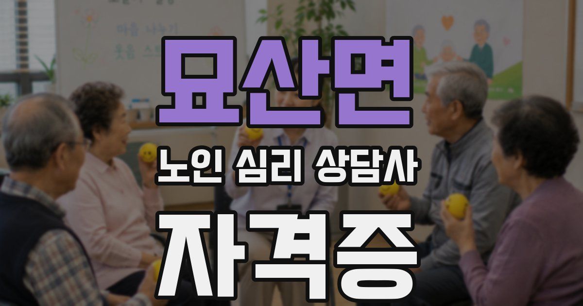 묘산면 노인 심리 상담사 자격증