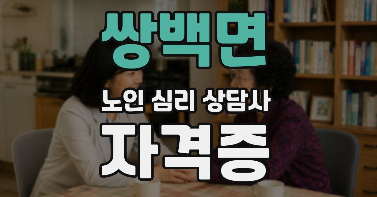 쌍백면 노인 심리 상담사 자격증