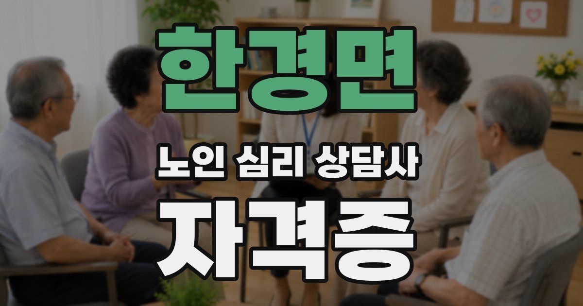 한경면 노인 심리 상담사 자격증