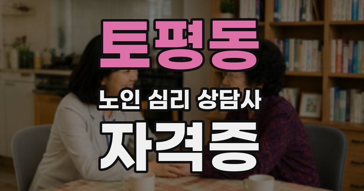 토평동 노인 심리 상담사 자격증