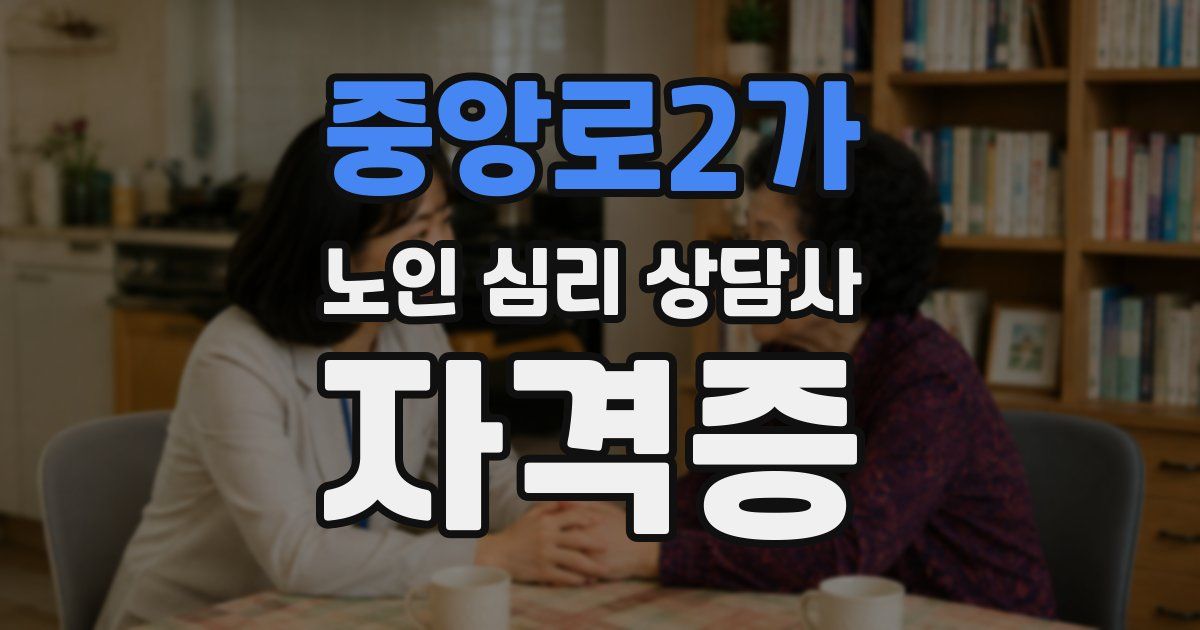 중앙로2가 노인 심리 상담사 자격증
