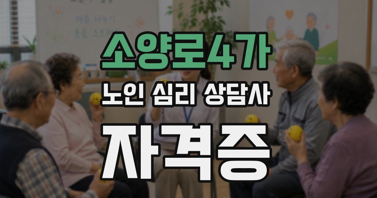 소양로4가 노인 심리 상담사 자격증