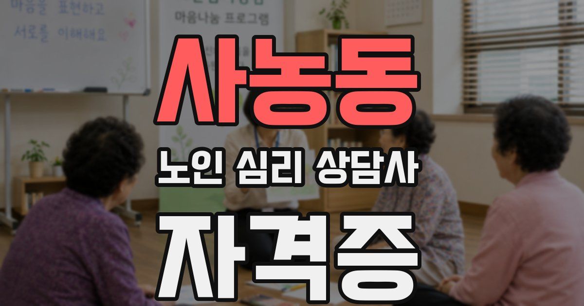 사농동 노인 심리 상담사 자격증