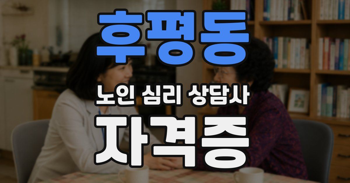 후평동 노인 심리 상담사 자격증