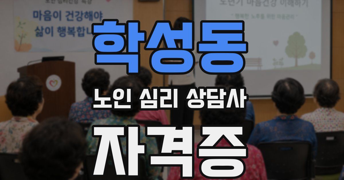 학성동 노인 심리 상담사 자격증