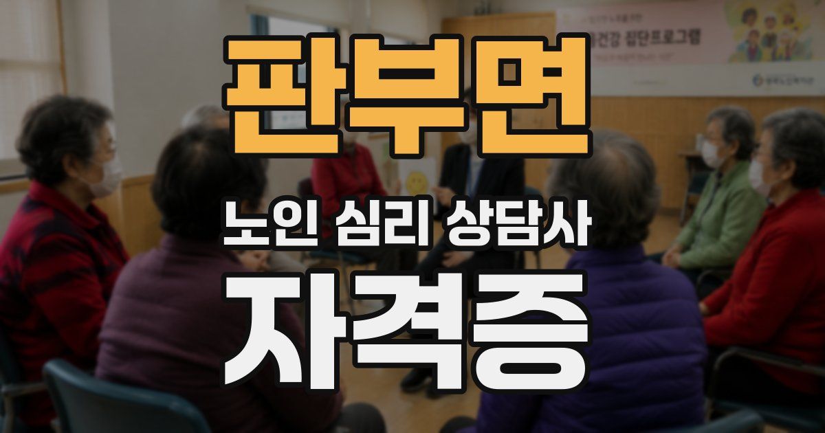 판부면 노인 심리 상담사 자격증