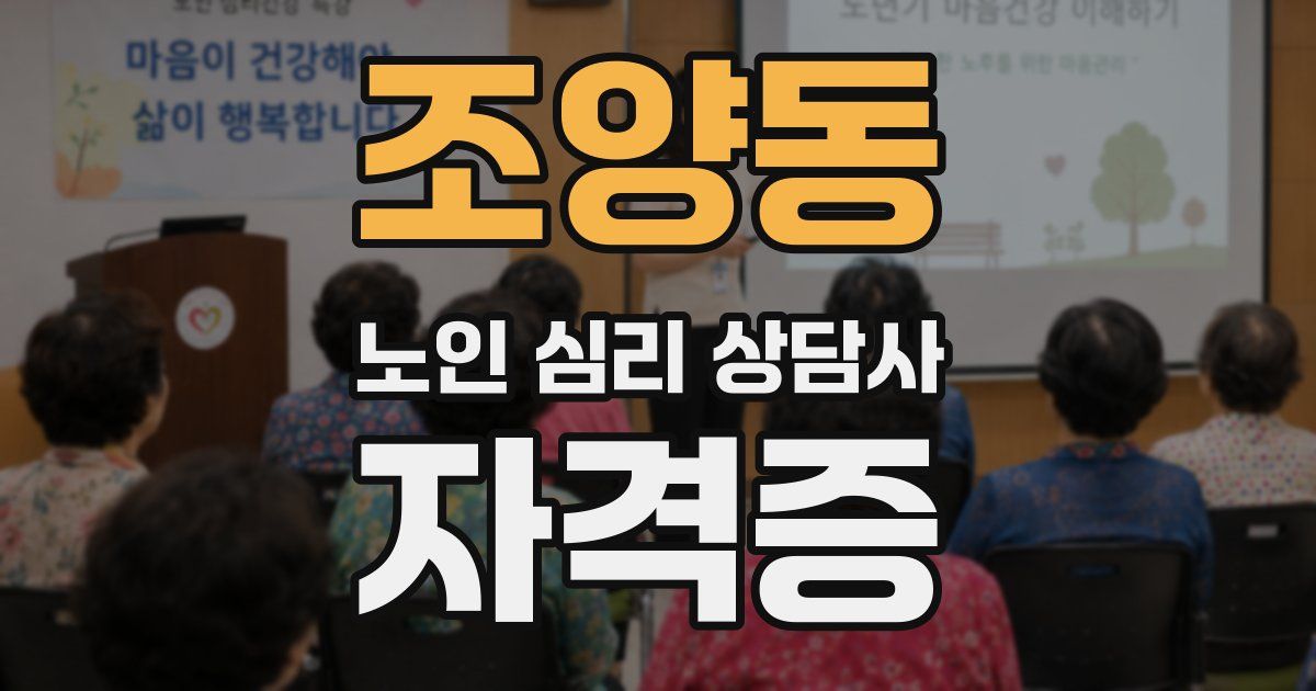 조양동 노인 심리 상담사 자격증