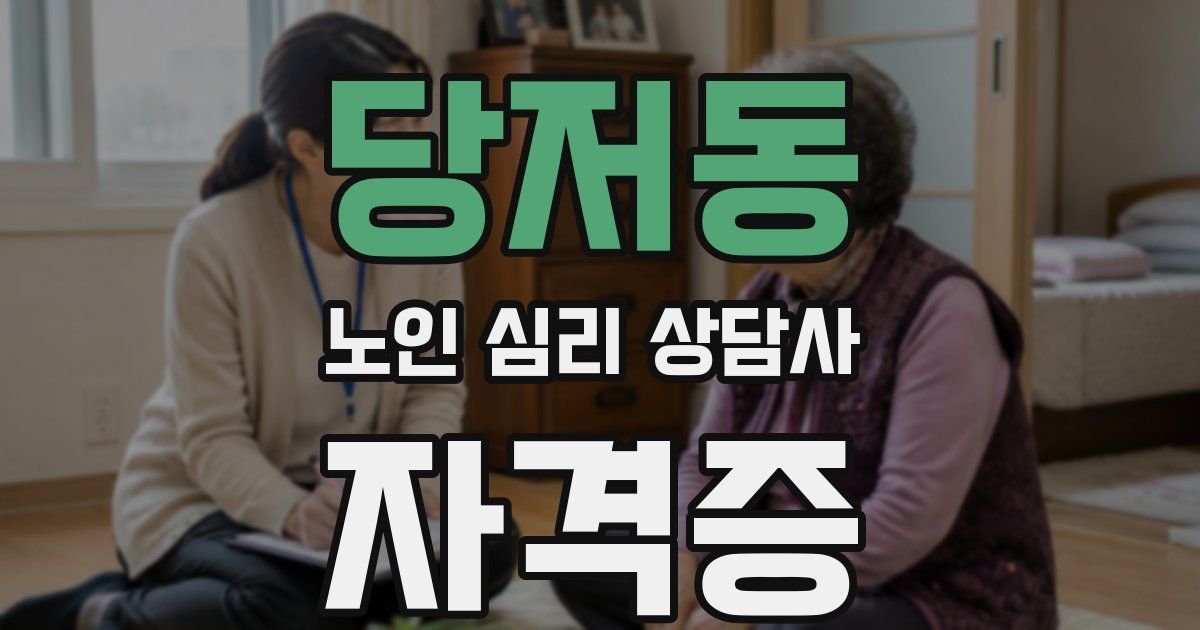 당저동 노인 심리 상담사 자격증
