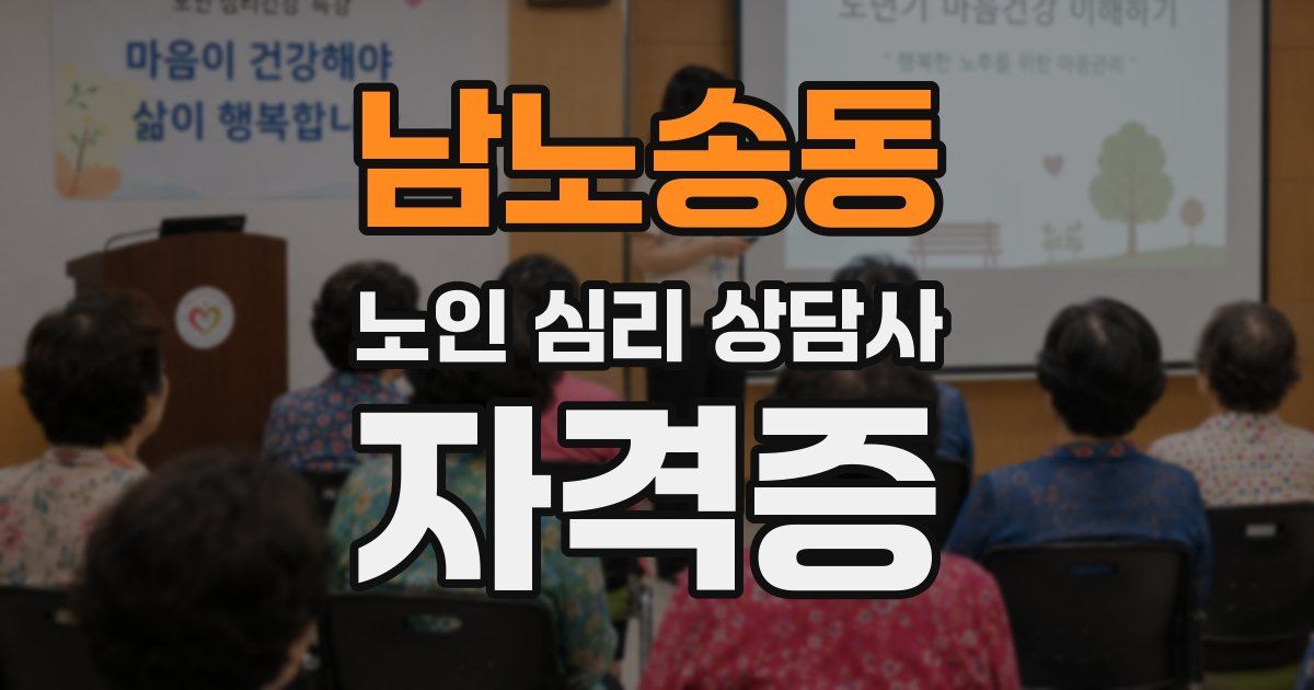 남노송동 노인 심리 상담사 자격증