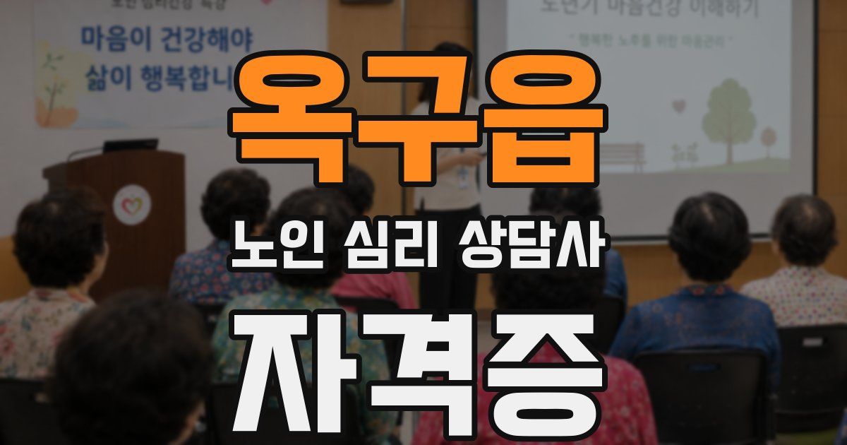 옥구읍 노인 심리 상담사 자격증