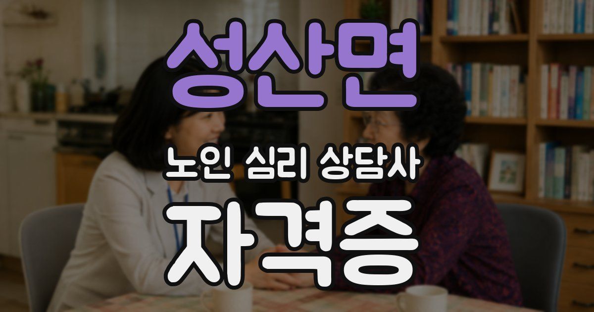 성산면 노인 심리 상담사 자격증