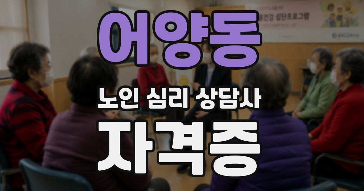 어양동 노인 심리 상담사 자격증