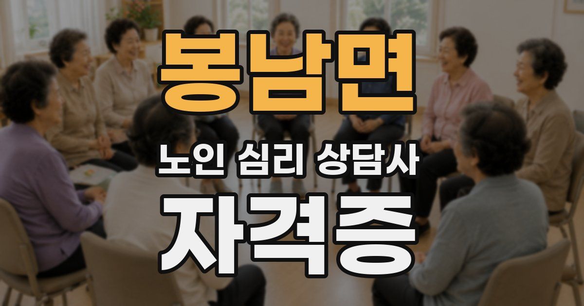 봉남면 노인 심리 상담사 자격증