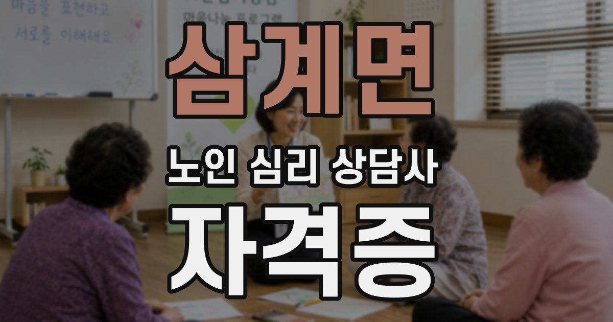 삼계면 노인 심리 상담사 자격증
