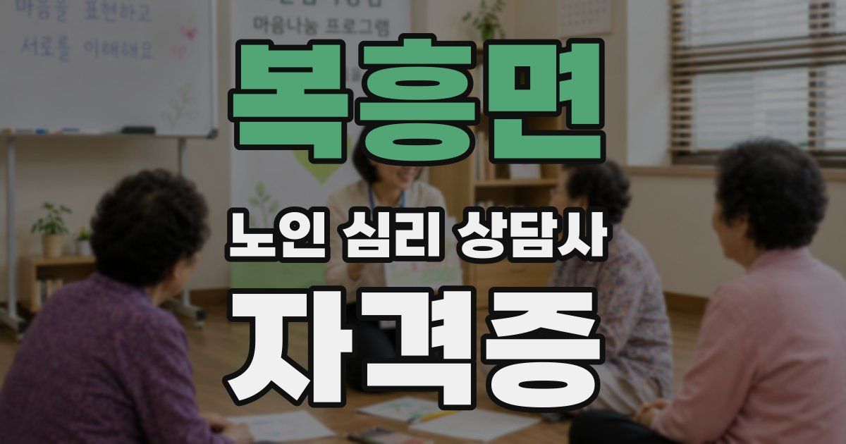 복흥면 노인 심리 상담사 자격증