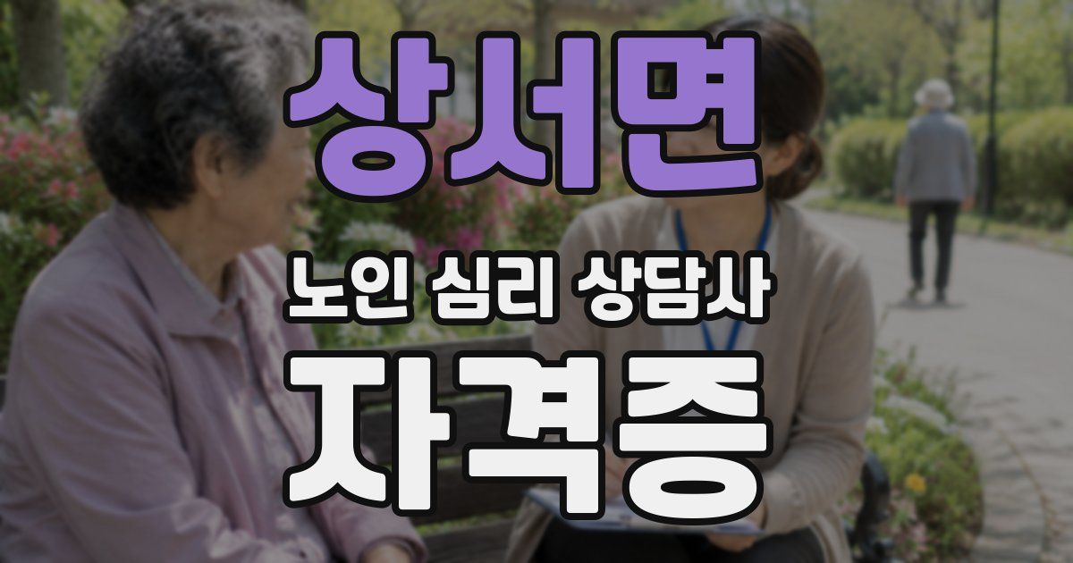상서면 노인 심리 상담사 자격증