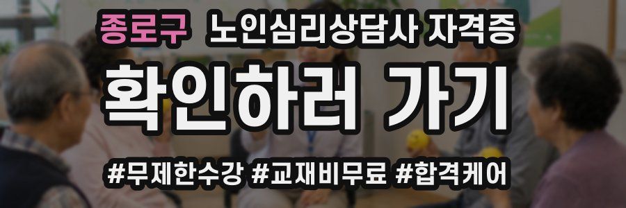 종로구 노인 심리 상담사 자격증
