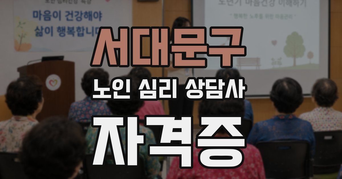 서대문구 노인 심리 상담사 자격증