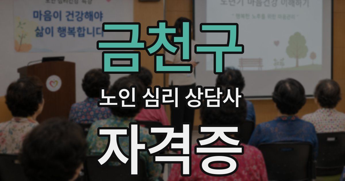 금천구 노인 심리 상담사 자격증