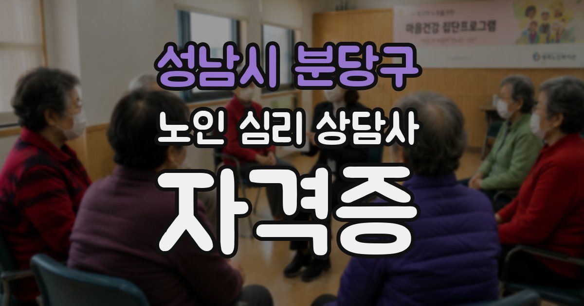 성남시 분당구 노인 심리 상담사 자격증