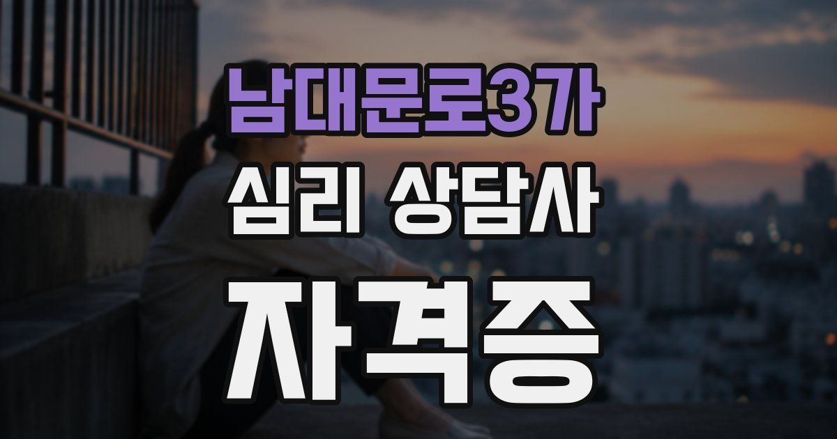 남대문로3가 심리 상담사 자격증