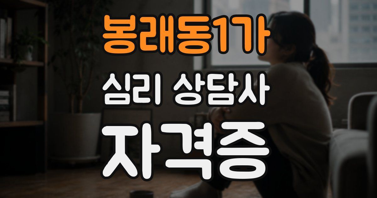 봉래동1가 심리 상담사 자격증