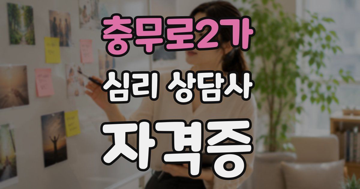 충무로2가 심리 상담사 자격증