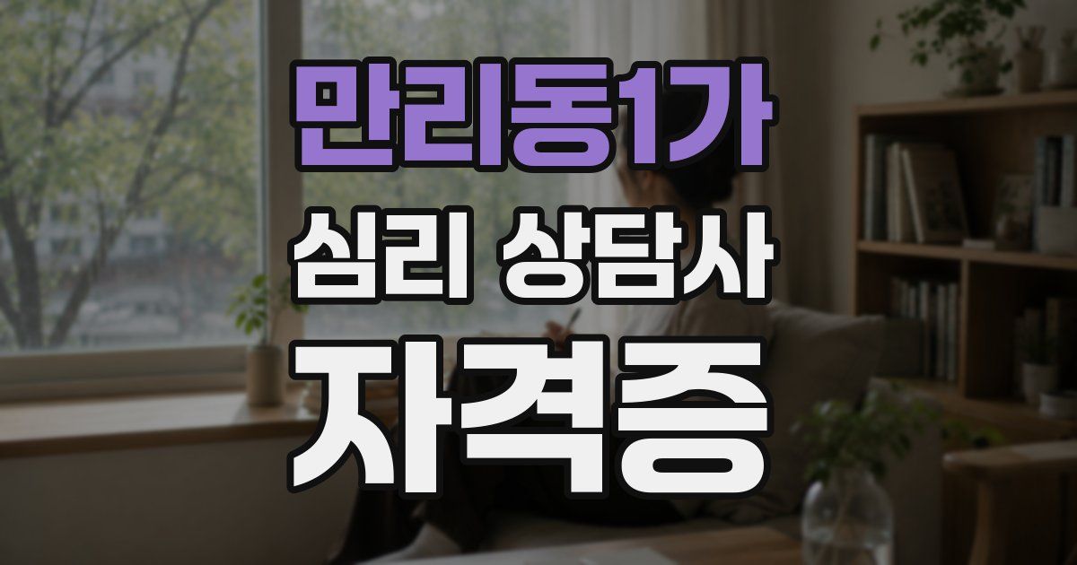 만리동1가 심리 상담사 자격증