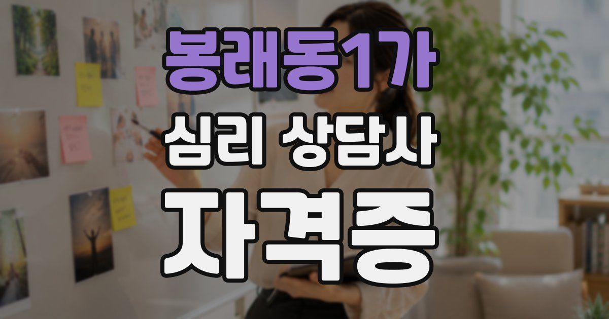 봉래동1가 심리 상담사 자격증