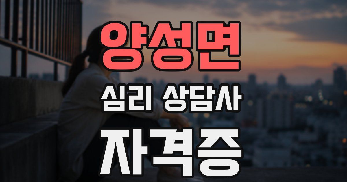 양성면 심리 상담사 자격증