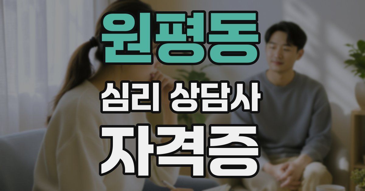 원평동 심리 상담사 자격증