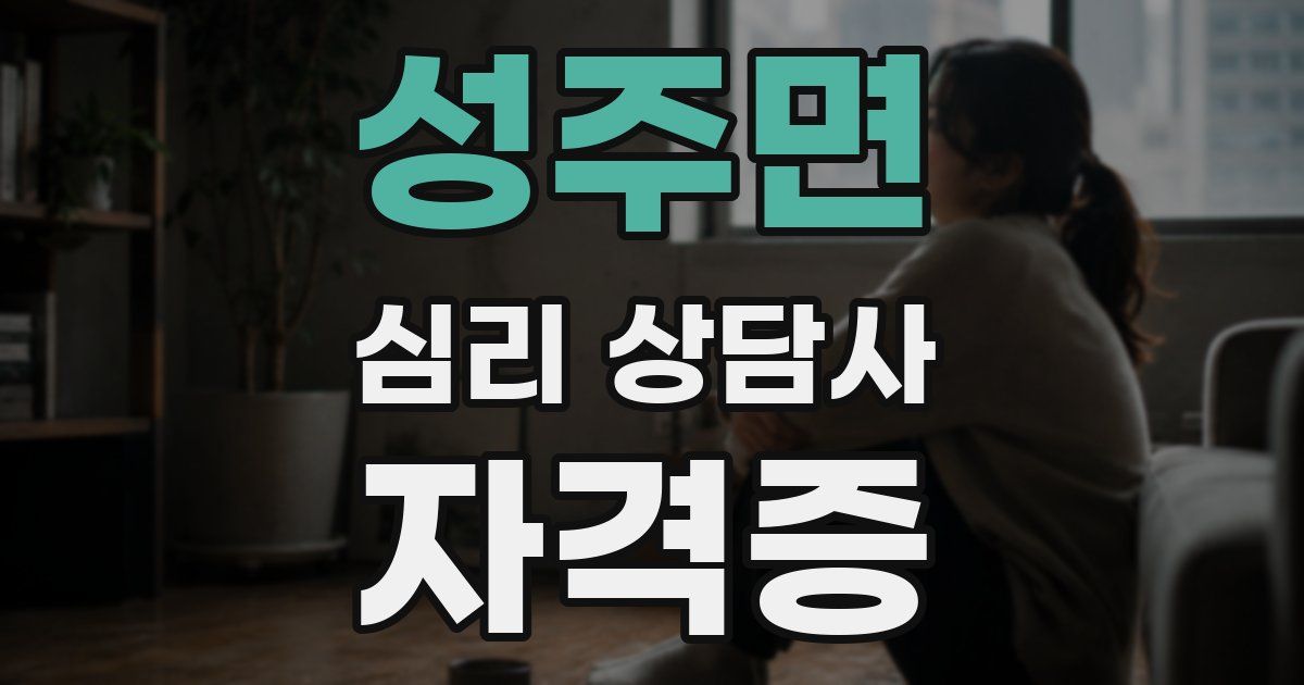 성주면 심리 상담사 자격증