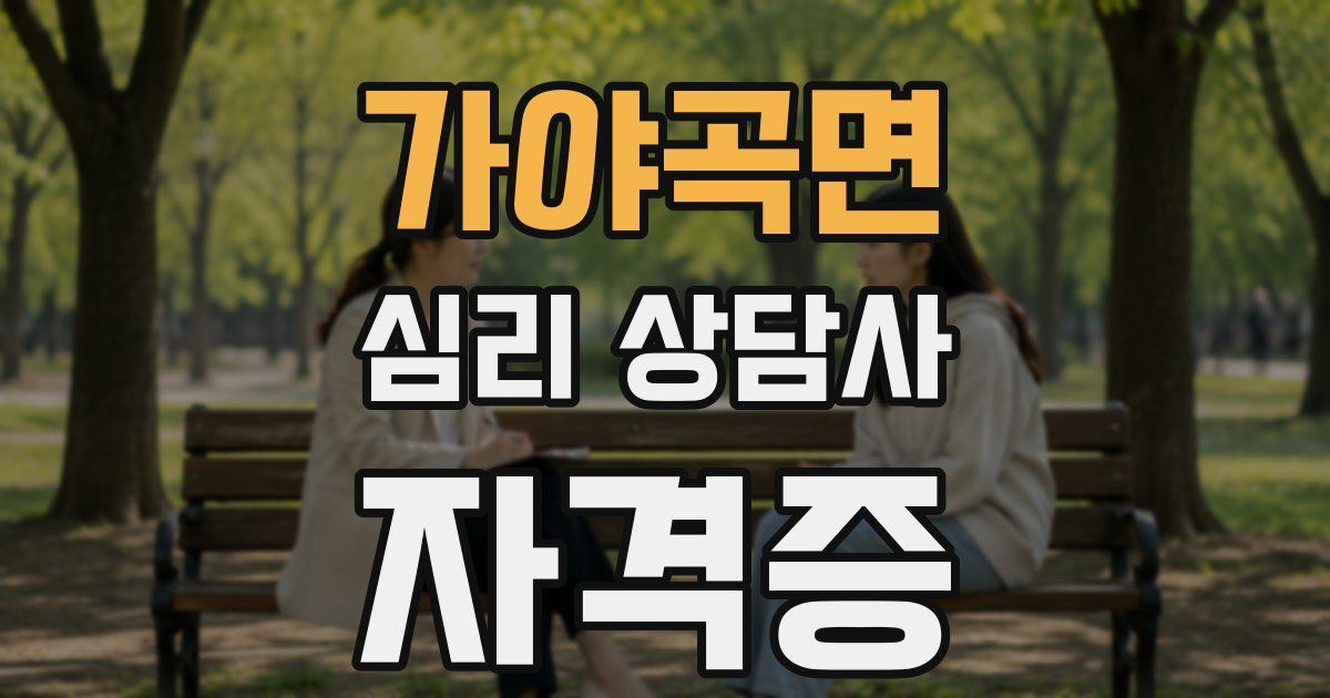 가야곡면 심리 상담사 자격증