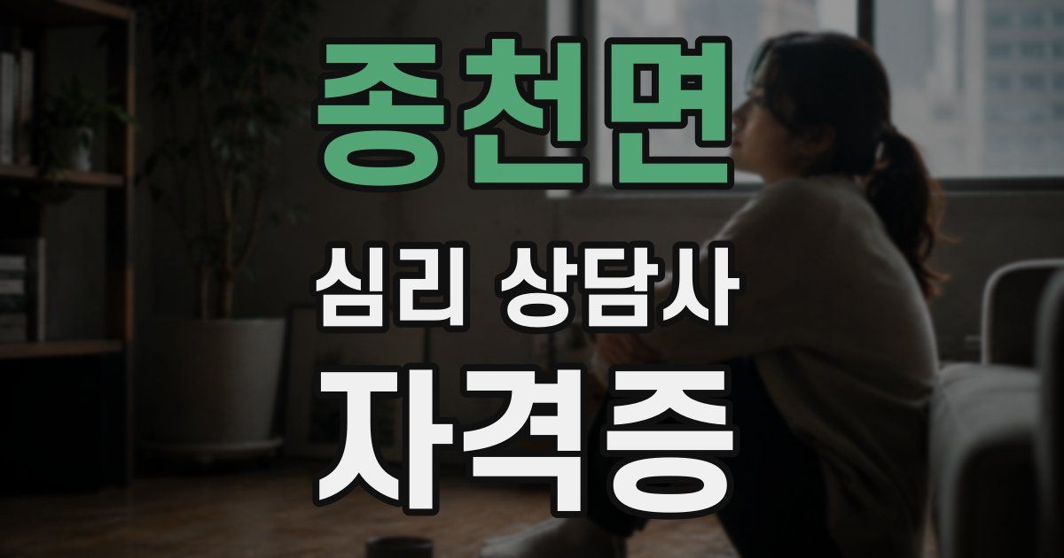 종천면 심리 상담사 자격증