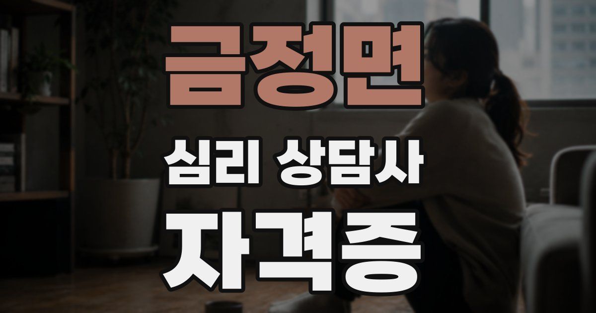 금정면 심리 상담사 자격증