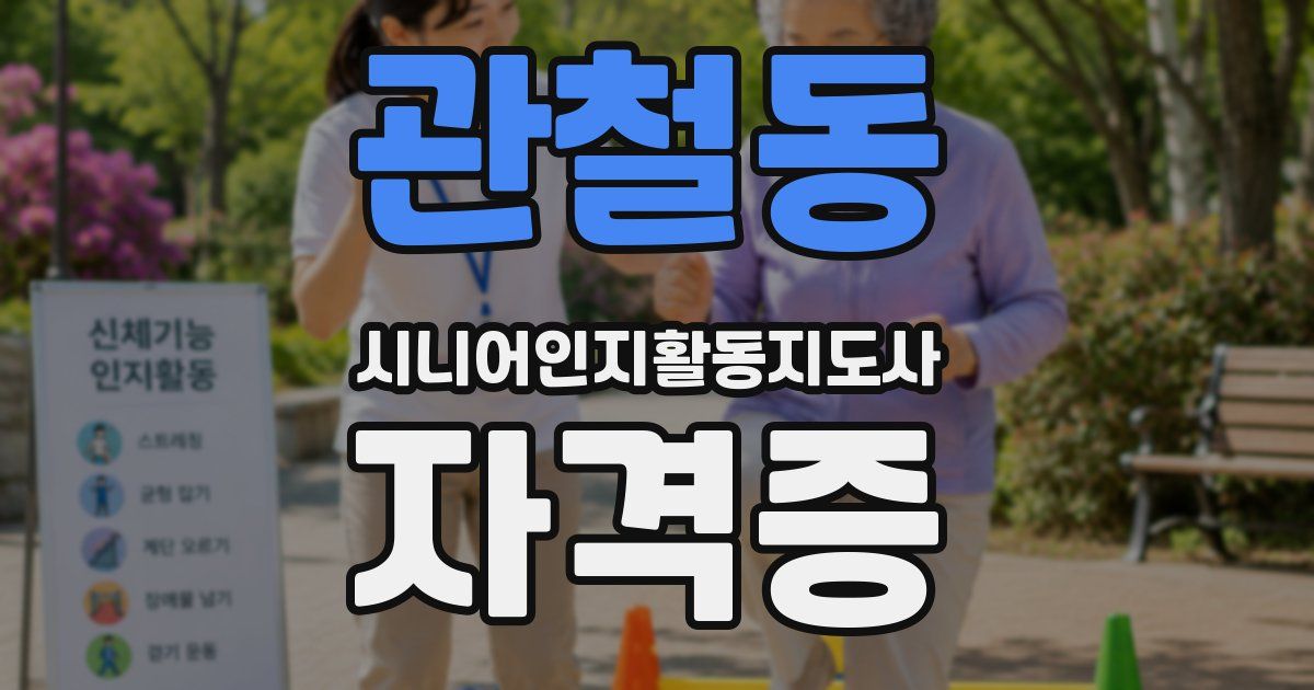 관철동 시니어인지활동지도사 자격증
