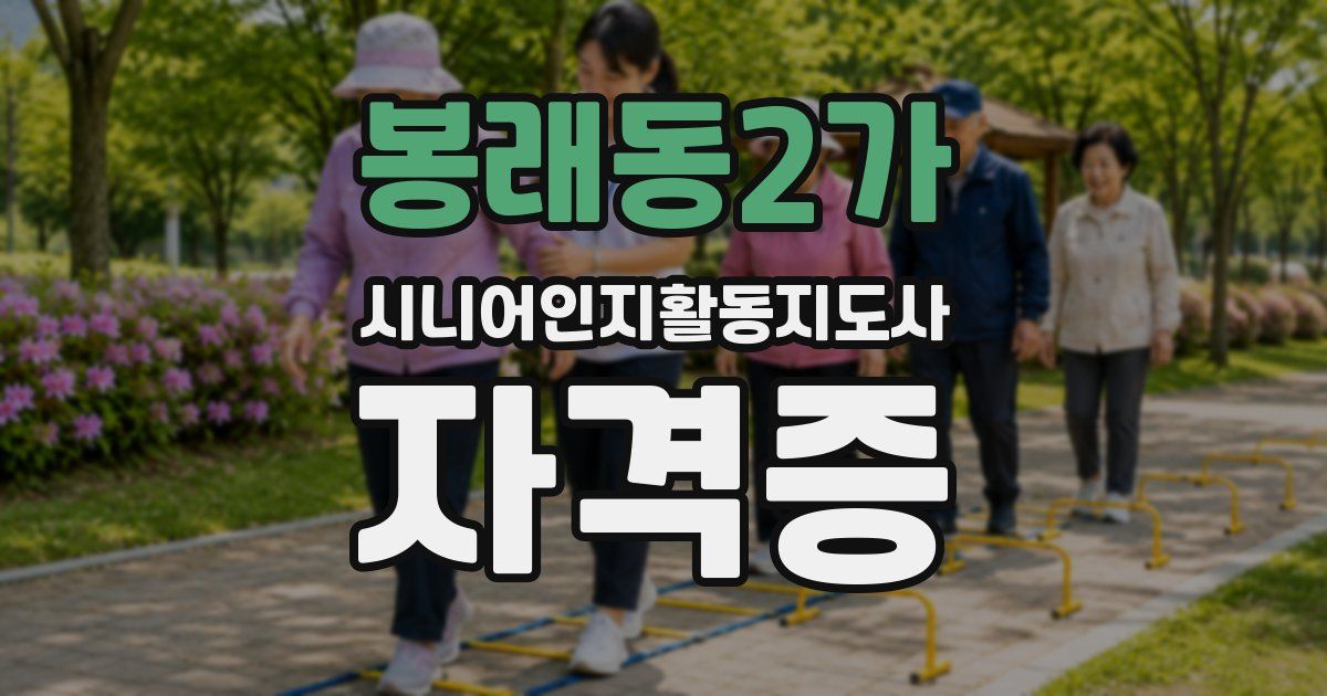 봉래동2가 시니어인지활동지도사 자격증