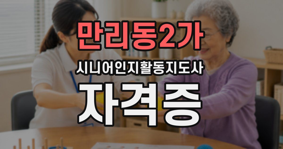 만리동2가 시니어인지활동지도사 자격증
