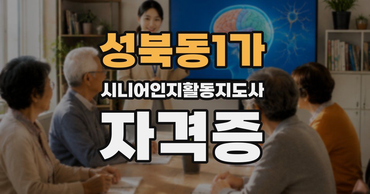 성북동1가 시니어인지활동지도사 자격증