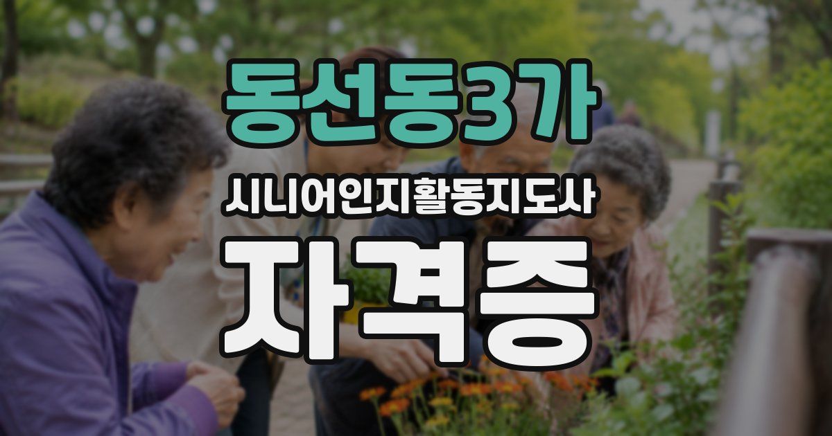 동선동3가 시니어인지활동지도사 자격증