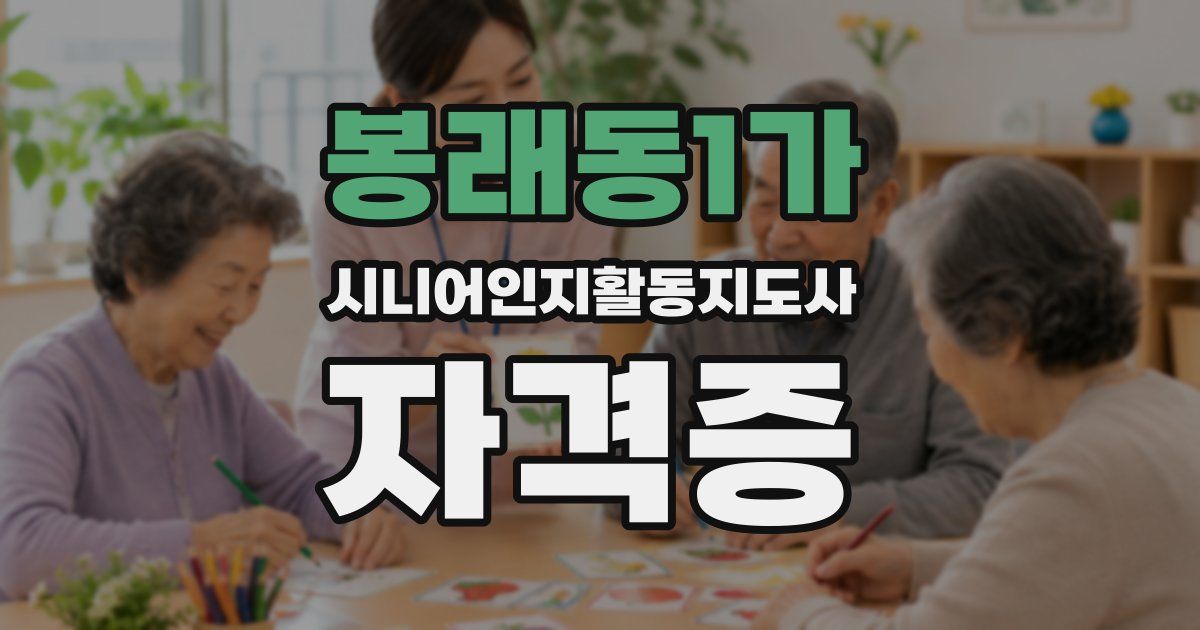 봉래동1가 시니어인지활동지도사 자격증