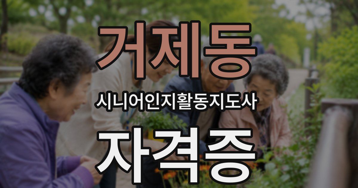 거제동 시니어인지활동지도사 자격증