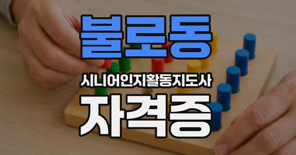 불로동 시니어인지활동지도사 자격증