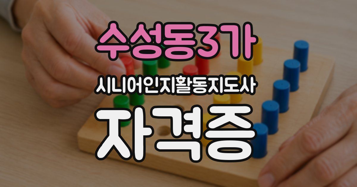 수성동3가 시니어인지활동지도사 자격증