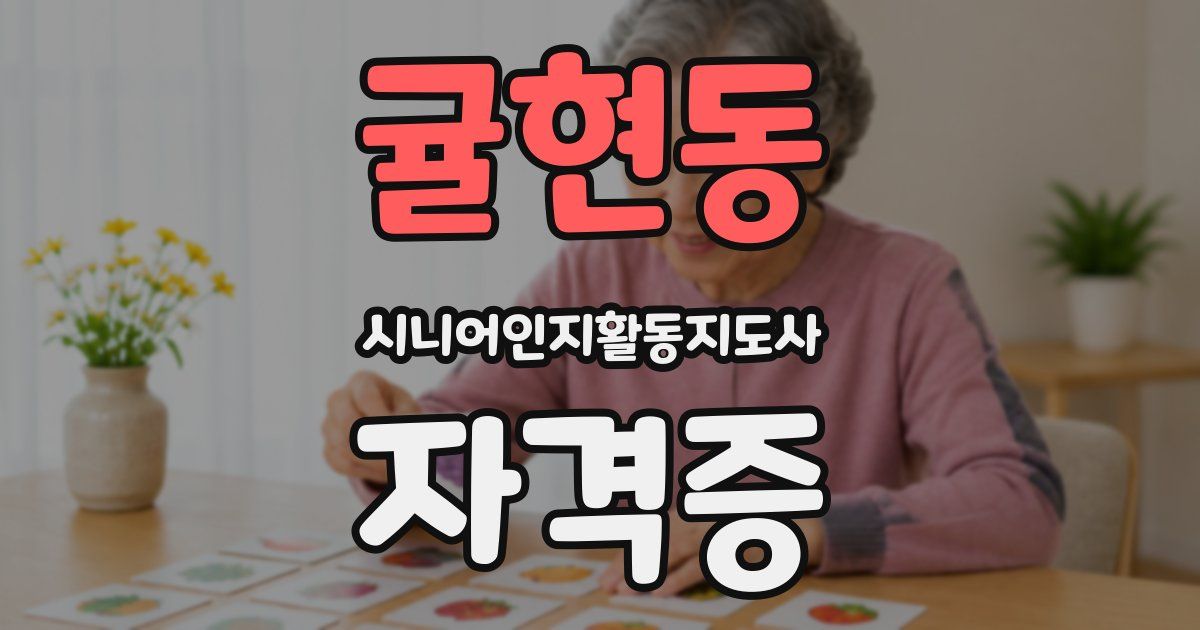 귤현동 시니어인지활동지도사 자격증