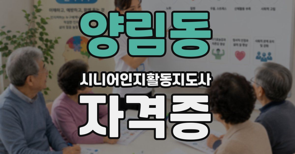양림동 시니어인지활동지도사 자격증