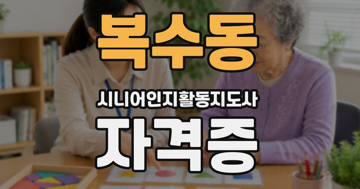 복수동 시니어인지활동지도사 자격증