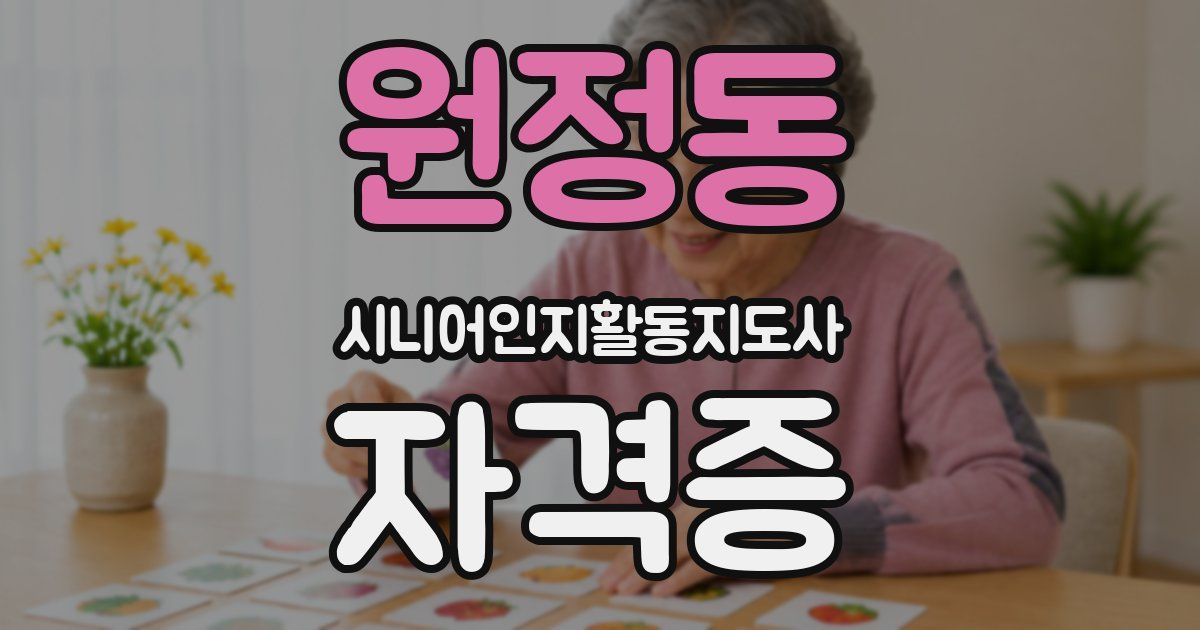 원정동 시니어인지활동지도사 자격증