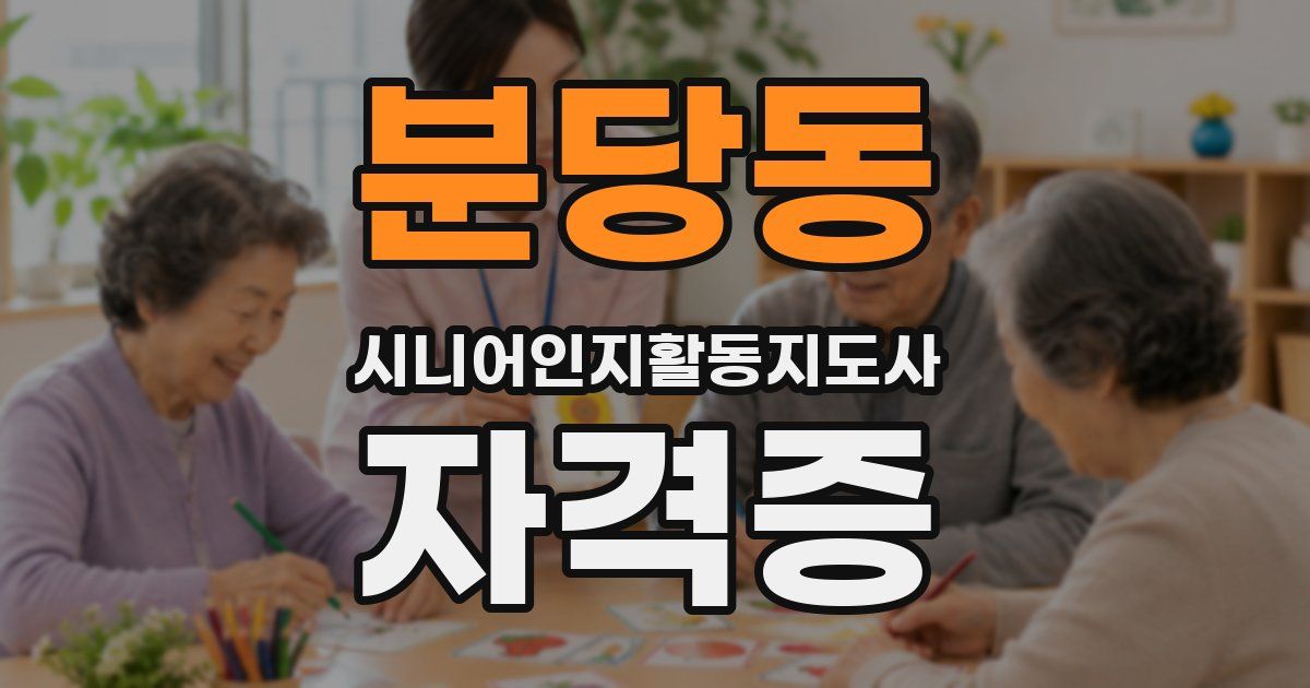 분당동 시니어인지활동지도사 자격증