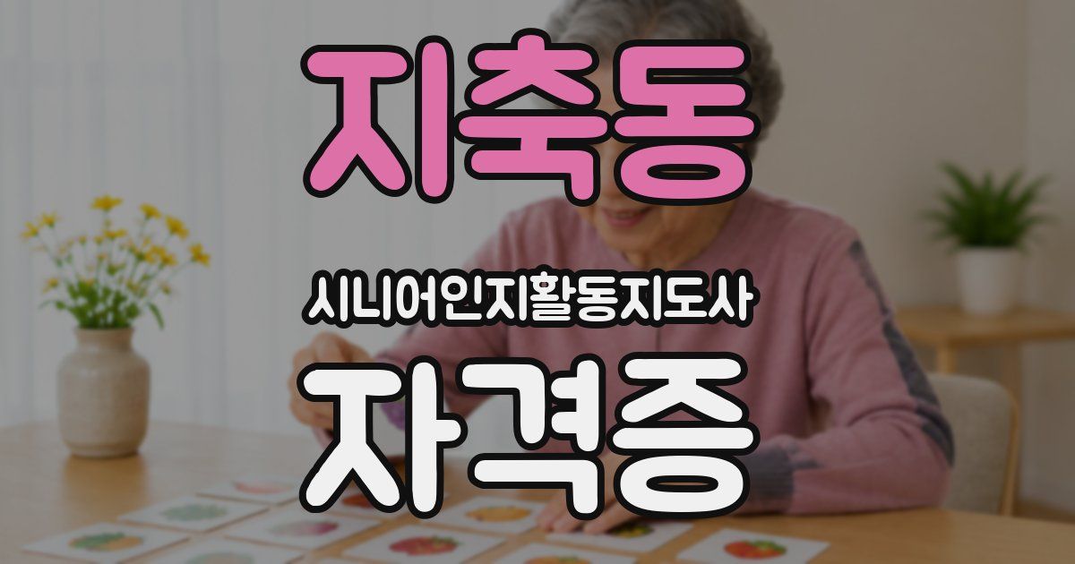 지축동 시니어인지활동지도사 자격증